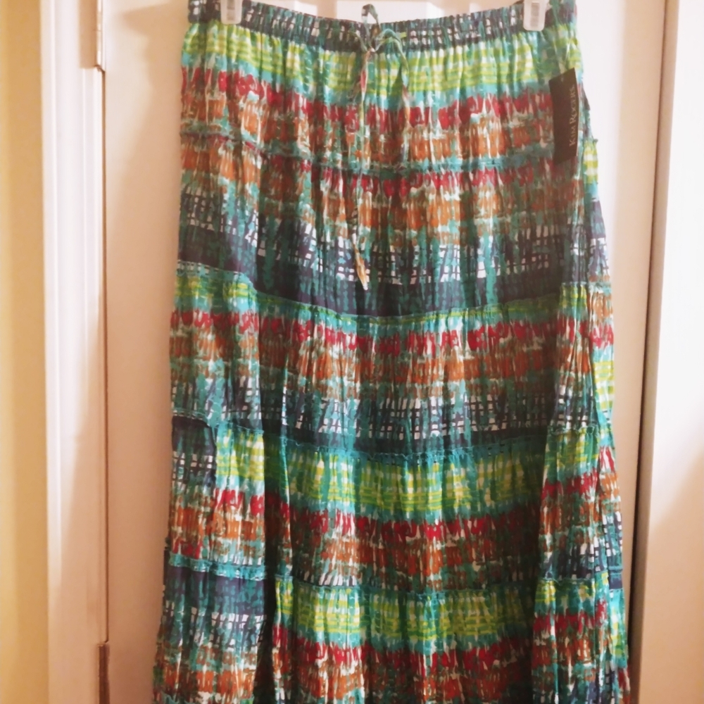 Kim Rogers colorful full length skirt.